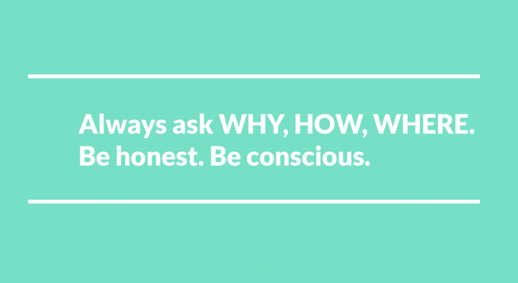 Part 1 der Kurzfilmreihe „Always ask why, how, where. Be honest. Be conscious“ 